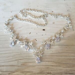 * Bridal necklace, silvertone with rhinestones.  NWOT